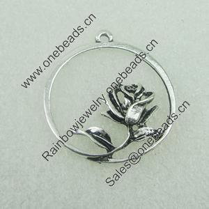 Pendant. Fashion Zinc Alloy Jewelry Findings. Lead-free. Flower 34x32mm. Sold by Bag 