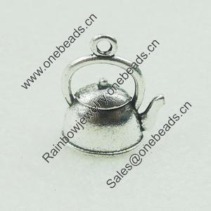 Pendant. Fashion Zinc Alloy Jewelry Findings. Lead-free. Teapot 20x16mm. Sold by Bag 