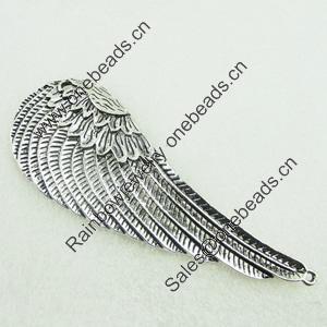Pendant. Fashion Zinc Alloy Jewelry Findings. Lead-free. Wings 101x39mm. Sold by Bag 