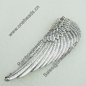 Pendant. Fashion Zinc Alloy Jewelry Findings. Lead-free. Wings 101x38mm. Sold by Bag 