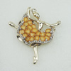 Pendant With Crystal Beads and Resin Beads. Fashion Zinc Alloy Jewelry Findings. Lead-free. Dancer 63x65mm. Sold by Bag
