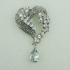 Pendant With Crystal Beads. Fashion Zinc Alloy Jewelry Findings. Lead-free. Heart 68x40mm. Sold by Bag
