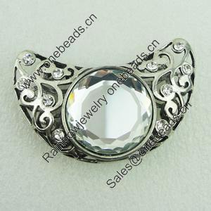 Connector with Crystal Beads. Fashion Zinc Alloy Jewelry Findings. Lead-free 54x45mm. Sold by Bag 