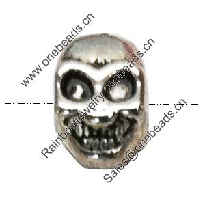 Beads. Fashion Zinc Alloy Jewelry Findings. Lead-free. skeleton 8x11mm. Hole 3mm. Sold by Bag