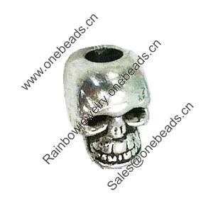 Beads. Fashion Zinc Alloy Jewelry Findings. Lead-free. skeleton 10x7mm. Hole 3mm. Sold by Bag