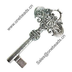 Pendant. Fashion Zinc Alloy Jewelry Findings. Lead-free. Key 82x43mm. Sold by Bag