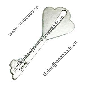 Pendant. Fashion Zinc Alloy Jewelry Findings. Lead-free. Key 65x26mm. Sold by Bag