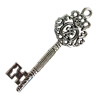 Pendant. Fashion Zinc Alloy Jewelry Findings. Lead-free. Key 68x23mm. Sold by Bag
