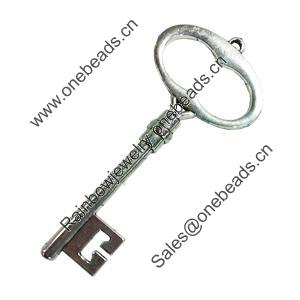Pendant. Fashion Zinc Alloy Jewelry Findings. Lead-free. Key 95x40mm. Sold by Bag