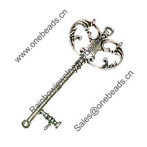 Pendant. Fashion Zinc Alloy Jewelry Findings. Lead-free. Key 68x30mm. Sold by Bag