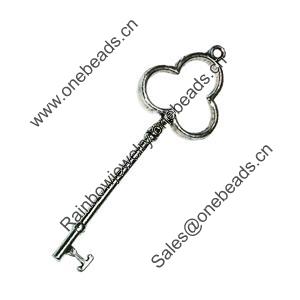 Pendant. Fashion Zinc Alloy Jewelry Findings. Lead-free. Key 71x22mm. Sold by Bag