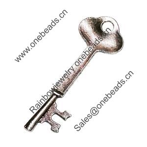 Pendant. Fashion Zinc Alloy Jewelry Findings. Lead-free. Key 65x22mm. Sold by Bag
