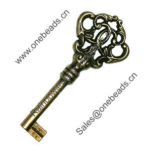 Pendant. Fashion Zinc Alloy Jewelry Findings. Lead-free. Key 76x33mm. Sold by Bag
