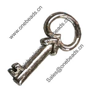 Pendant. Fashion Zinc Alloy Jewelry Findings. Lead-free. Key 22x12mm. Sold by Bag