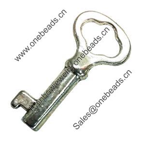 Pendant. Fashion Zinc Alloy Jewelry Findings. Lead-free. Key 18x40mm. Sold by Bag