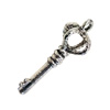 Pendant. Fashion Zinc Alloy Jewelry Findings. Lead-free. Key 28x7mm. Sold by Bag
