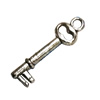 Pendant. Fashion Zinc Alloy Jewelry Findings. Lead-free. Key 4x20mm. Sold by Bag