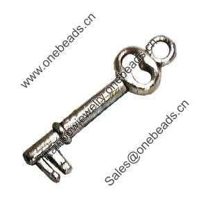 Pendant. Fashion Zinc Alloy Jewelry Findings. Lead-free. Key 4x20mm. Sold by Bag