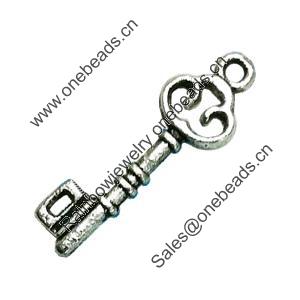 Pendant. Fashion Zinc Alloy Jewelry Findings. Lead-free. Key 8x24mm. Sold by Bag