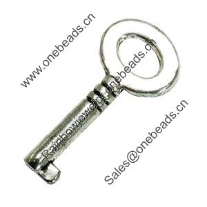 Pendant. Fashion Zinc Alloy Jewelry Findings. Lead-free. Key 13x27mm. Sold by Bag
