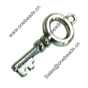 Pendant. Fashion Zinc Alloy Jewelry Findings. Lead-free. Key 33x14mm. Sold by Bag