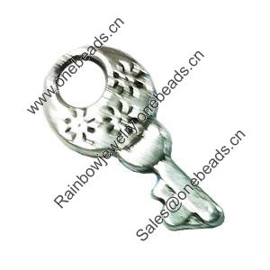 Pendant. Fashion Zinc Alloy Jewelry Findings. Lead-free. Key 32x13mm. Sold by Bag