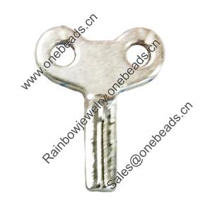 Pendant. Fashion Zinc Alloy Jewelry Findings. Lead-free. Key 28x21mm. Sold by Bag