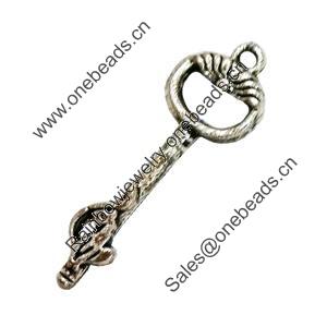 Pendant. Fashion Zinc Alloy Jewelry Findings. Lead-free. Key 35x11mm. Sold by Bag