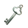 Pendant. Fashion Zinc Alloy Jewelry Findings. Lead-free. Key 12x30mm. Sold by Bag