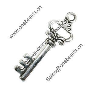 Pendant. Fashion Zinc Alloy Jewelry Findings. Lead-free. Key 32x9mm. Sold by Bag