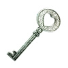 Pendant. Fashion Zinc Alloy Jewelry Findings. Lead-free. Key 45x18mm. Sold by Bag

