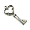 Pendant. Fashion Zinc Alloy Jewelry Findings. Lead-free. Key 33x15mm. Sold by Bag
