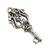 Pendant. Fashion Zinc Alloy Jewelry Findings. Lead-free. Key 27x13mm. Sold by Bag
