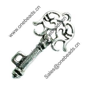 Pendant. Fashion Zinc Alloy Jewelry Findings. Lead-free. Key 24x13mm. Sold by Bag