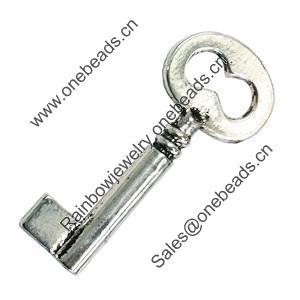 Pendant. Fashion Zinc Alloy Jewelry Findings. Lead-free. Key 45x17mm. Sold by Bag
