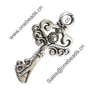 Pendant. Fashion Zinc Alloy Jewelry Findings. Lead-free. Key 33x18mm. Sold by Bag
