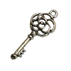 Pendant. Fashion Zinc Alloy Jewelry Findings. Lead-free. Key 27x10mm. Sold by Bag
