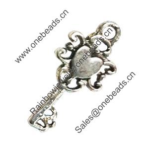 Pendant. Fashion Zinc Alloy Jewelry Findings. Lead-free. Key 24x11mm. Sold by Bag