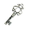 Pendant. Fashion Zinc Alloy Jewelry Findings. Lead-free. Key 43x17mm. Sold by Bag
