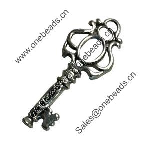 Pendant. Fashion Zinc Alloy Jewelry Findings. Lead-free. Key 43x17mm. Sold by Bag