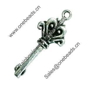Pendant. Fashion Zinc Alloy Jewelry Findings. Lead-free. Key 45x18mm. Sold by Bag