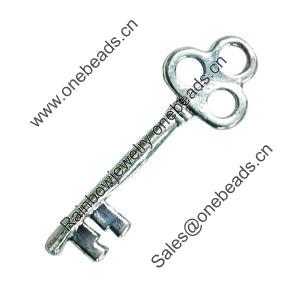 Pendant. Fashion Zinc Alloy Jewelry Findings. Lead-free. Key 54x20mm. Sold by Bag