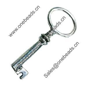 Pendant. Fashion Zinc Alloy Jewelry Findings. Lead-free. Key 38x17mm. Sold by Bag