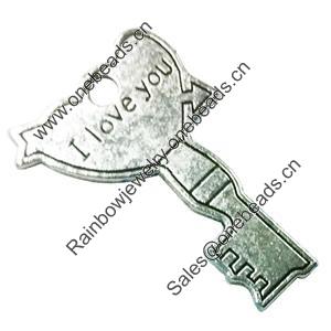 Pendant. Fashion Zinc Alloy Jewelry Findings. Lead-free. Key 37x24mm. Sold by Bag