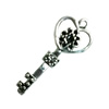 Pendant. Fashion Zinc Alloy Jewelry Findings. Lead-free. Key 48x20mm. Sold by Bag