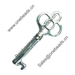 Pendant. Fashion Zinc Alloy Jewelry Findings. Lead-free. Key 42x16mm. Sold by Bag