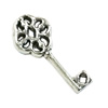 Pendant. Fashion Zinc Alloy Jewelry Findings. Lead-free. Key 26x10mm. Sold by Bag
