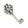 Pendant. Fashion Zinc Alloy Jewelry Findings. Lead-free. Key 26x10mm. Sold by Bag