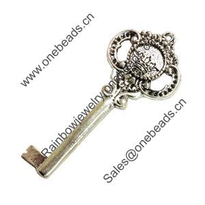 Pendant. Fashion Zinc Alloy Jewelry Findings. Lead-free. Key 74x30mm. Sold by Bag