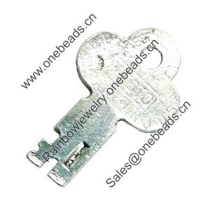 Pendant. Fashion Zinc Alloy Jewelry Findings. Lead-free. Key 42x25mm. Sold by Bag